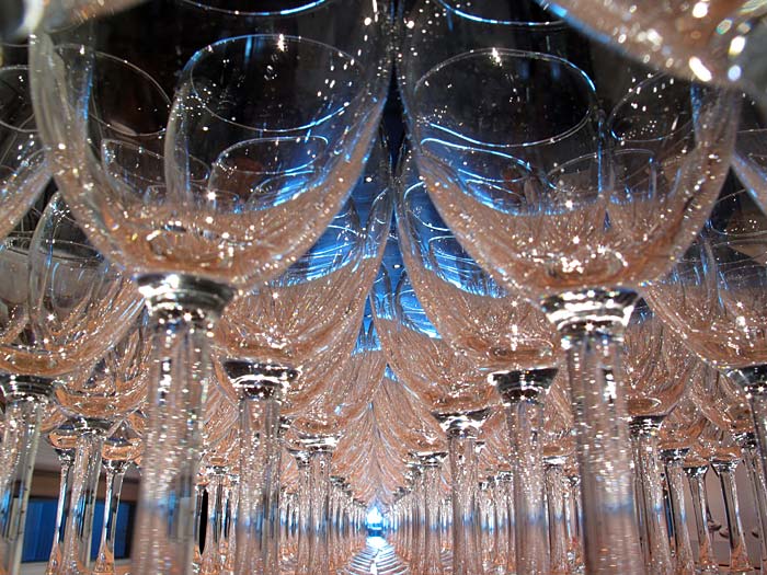 Reykjavík. Wine glases during the Vernissage "Power has a Fragrance". -  (21 October 2010)