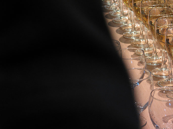 Reykjavík. Wine glases during the Vernissage "Power has a Fragrance". -  (21 October 2010)