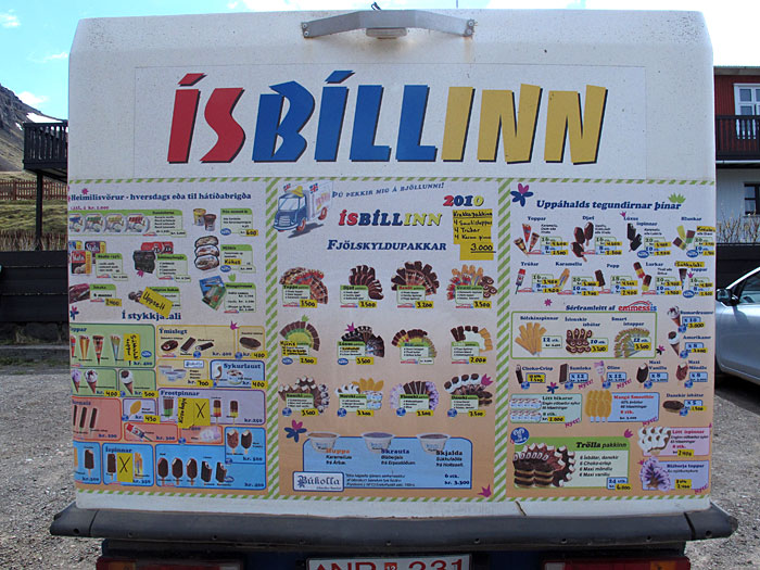 Djúpavík. First supply. - And the next important supply: Ice-cream, delivered by the Ísbillin! (1 and 2 June 2011)