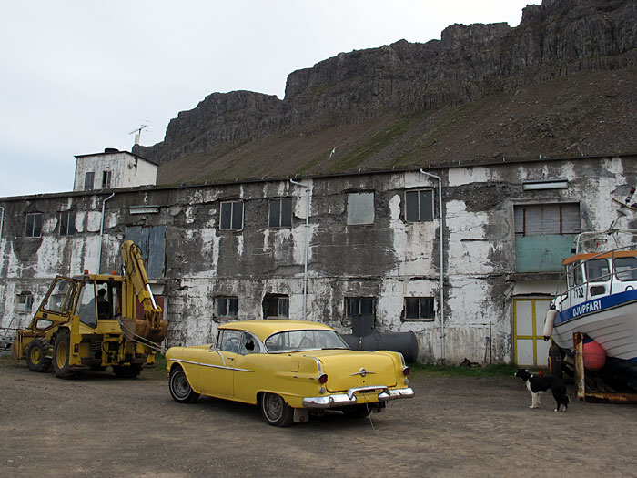 Djúpavík. Well, the yellow car did not start. - 10/11. (4 July 2011)