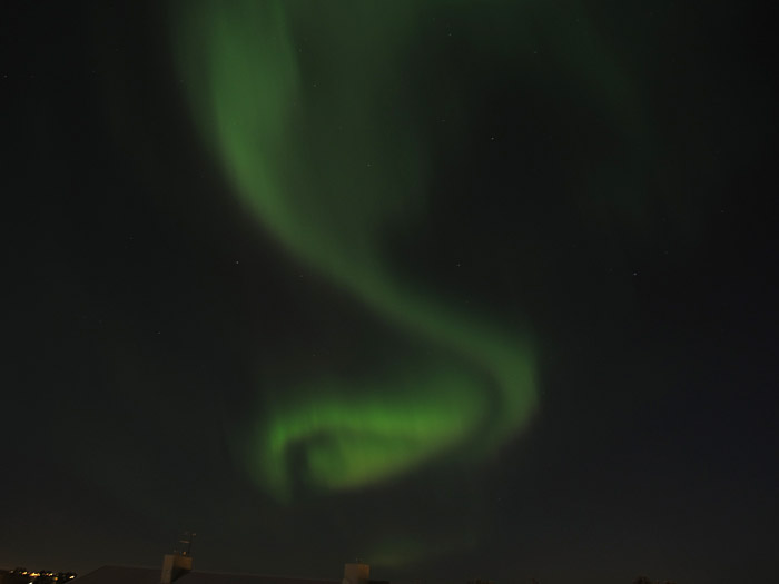 Reykjavík. Elliðaárdalur mit Wald und Wasser. - Ja, und dann soll jemand sagen, dass man in Reykjavík keine Nordlichter sehen kann! (12.09.2011)