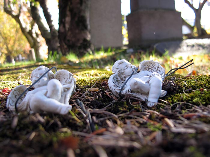 Reykjavík. Friedhof 'Hólavallagarður' im Herbst. - Nachdenken ... VII. (Weitere Bilder des Friedhofes <a href='https://www.claus-in-iceland.com/12-03/b4911.php' target='_blank' class='linksnormal'>hier</a>, aufgenommen im März 2012). (04.10.2012)