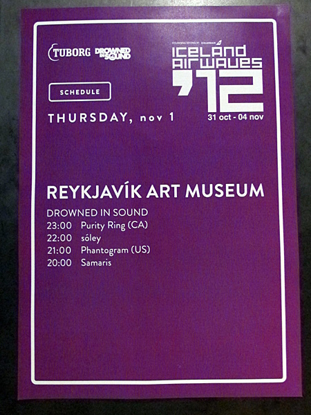 Reykjavík. Iceland Airwaves '12, Teil I. - Das heutige Programm - elektoniklastig ... (1 November 2012)