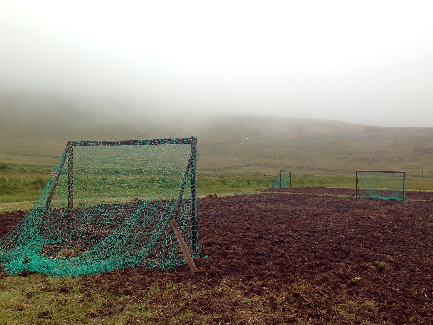 Árneshreppur. Mýrarbolti (Swamp Soccer). - The two swamp soccer fields. (3 August 2013)