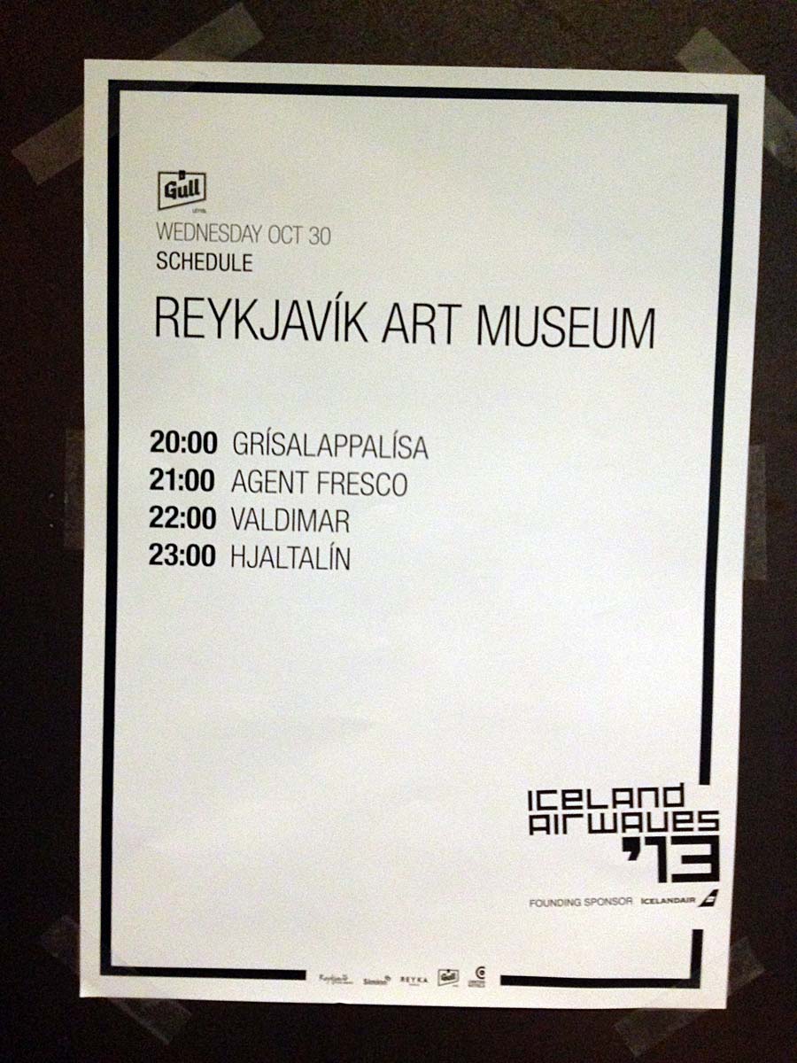 Reykjavík. Iceland Airwaves 2013. Tag 1. - Heute auf der Bühne ... (30.10.2013)